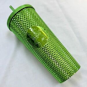 Starbucks Green Bling 2023 Winter Holiday Metallic Studded Tumbler Cup Venti 24